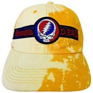Grateful Dead Skull Tie Dye Trucker Cap Hat Yellow Orange Rock Concert Vintage